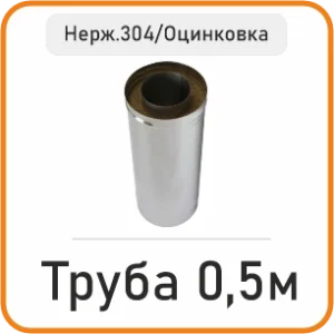Труба сендвіч 0.5 метра (нержавійка 304/оцинковка)