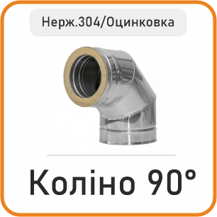 Коліно сендвіч 90° (нержавійка 304/оцинковка)