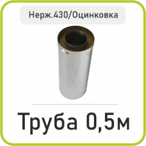 Труба Сендвіч 0.5 Метра (Нержавійка 430/Оцинковка)