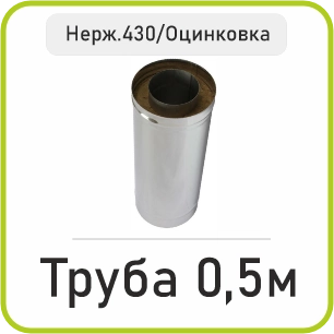 Труба Сендвіч 0.5 Метра (Нержавійка 430/Оцинковка)